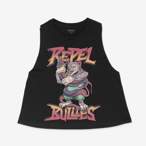 Repel Bullies - Gym Rat - Crop Racerback Tank - Black
