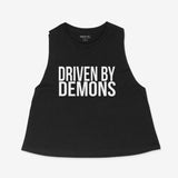 Driven By Demons  Text- Crop Racerback Tank Top