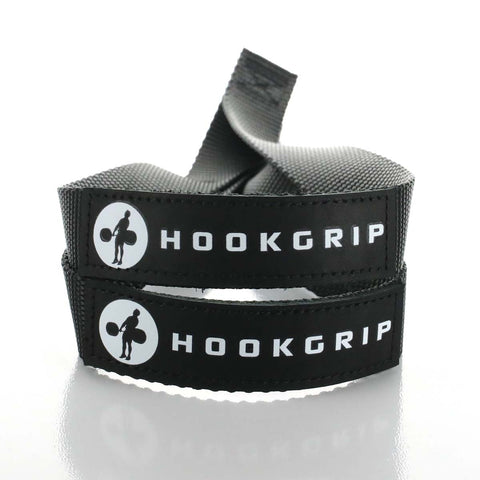 HOOKGRIP Black/White weightlifting straps